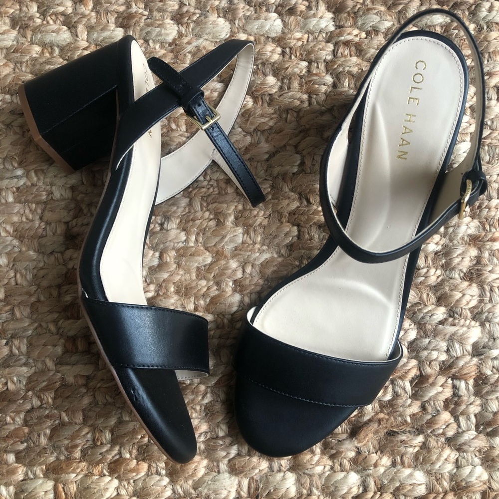 New: Cole Haan Josie Block Heel. Leather. Black. Size 8